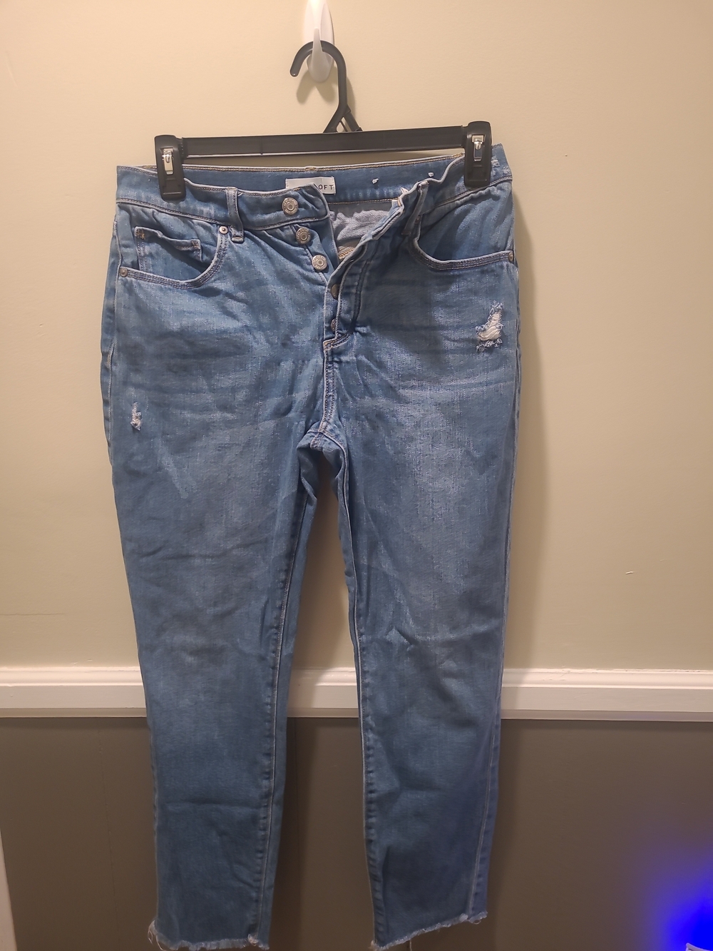 LOFT The Skinny Crop Jeans Women Size 6/28 High Rise Faded Button Fly